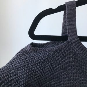 Free People Blue/Gray Cold Shoulder Knit Sweater
